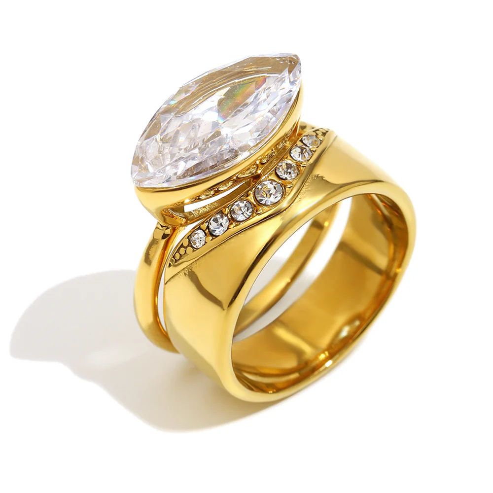 Two Marquise Zircon Stacked Ring